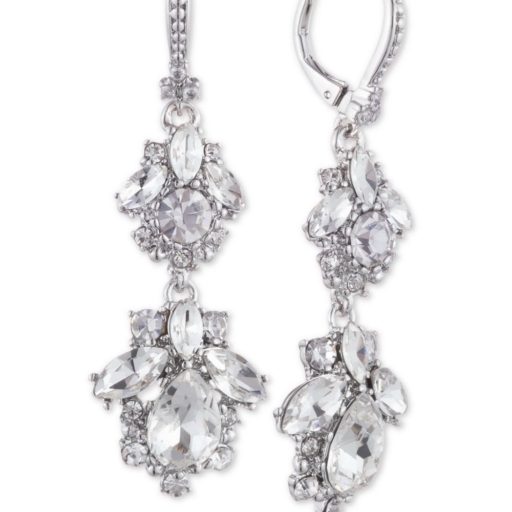 Marchesa Silver and Crystal Dangle Earrings